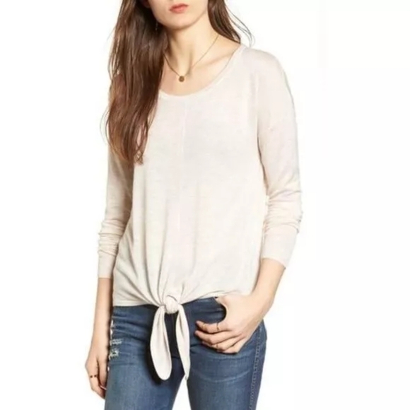 Madewell long sleeve Knit Top in Oatmeal - Picture 1 of 5